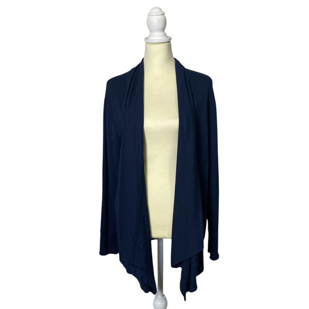 Athleta Navy Open Front Draped Cardigan Sweater - Pockets Women's Size M